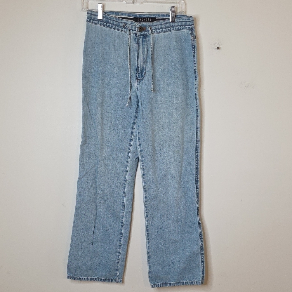 Laundry By Shelli Segal Light Blue Straight Leg Jeans Y2K 90s Sz Small